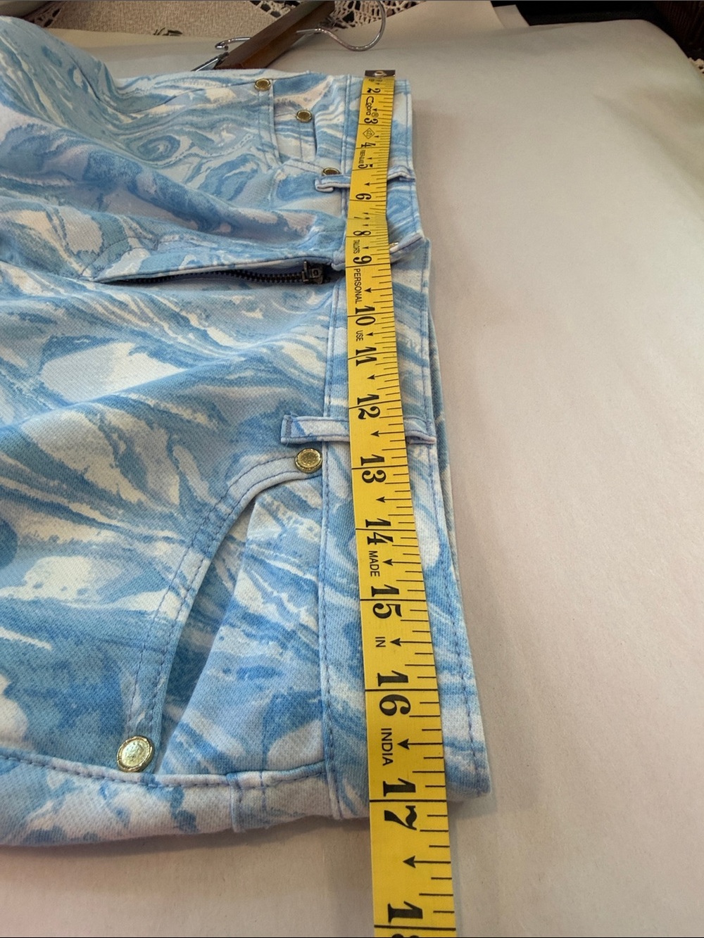 J. McLaughlin Light Blue Marble-Print Skinny Jeans size 8low rise Y2K - Picture 7 of 16